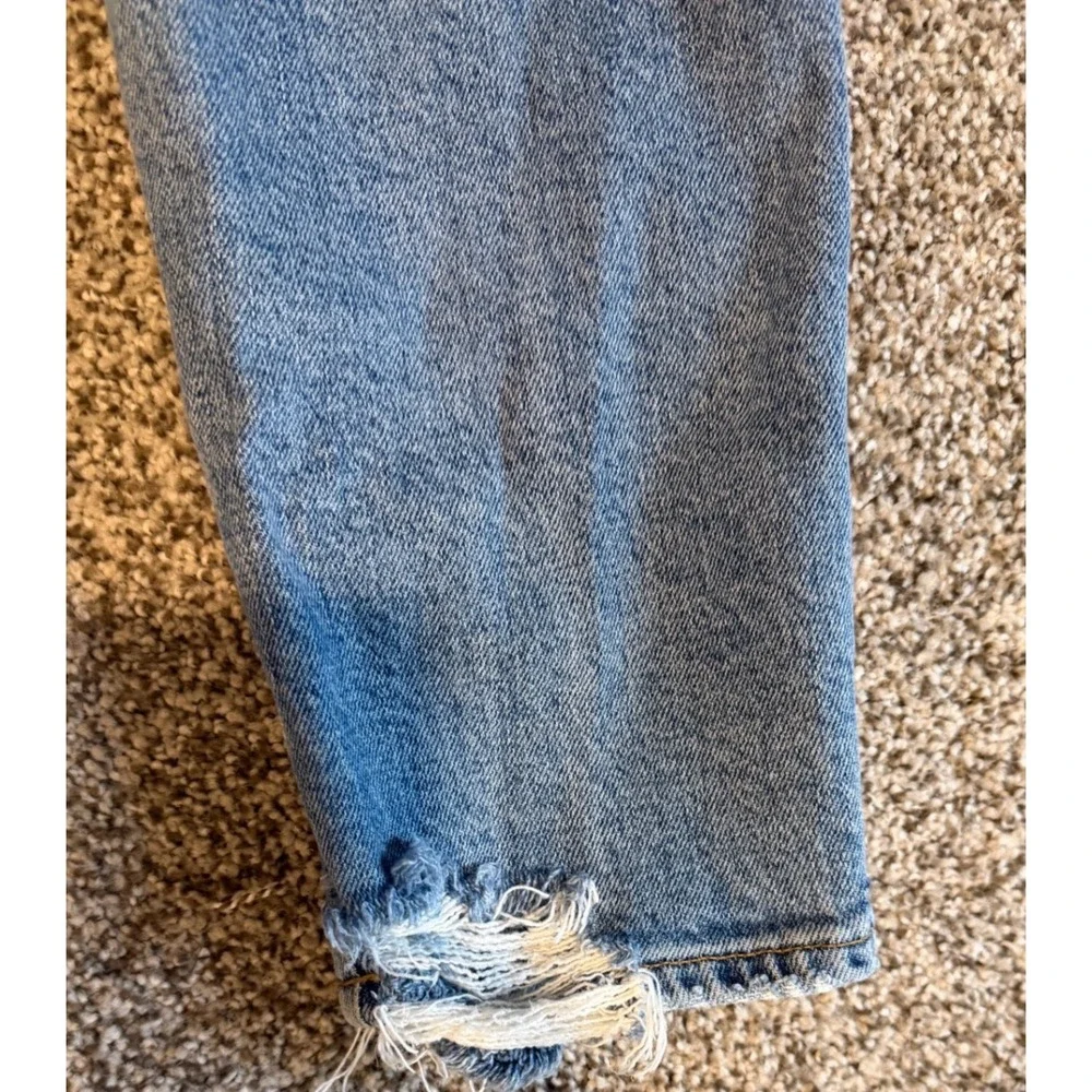AGOLDE Nico High Rise Slim Jeans Blue Medium‎ Wash Button Fly Size 30 Distressed
